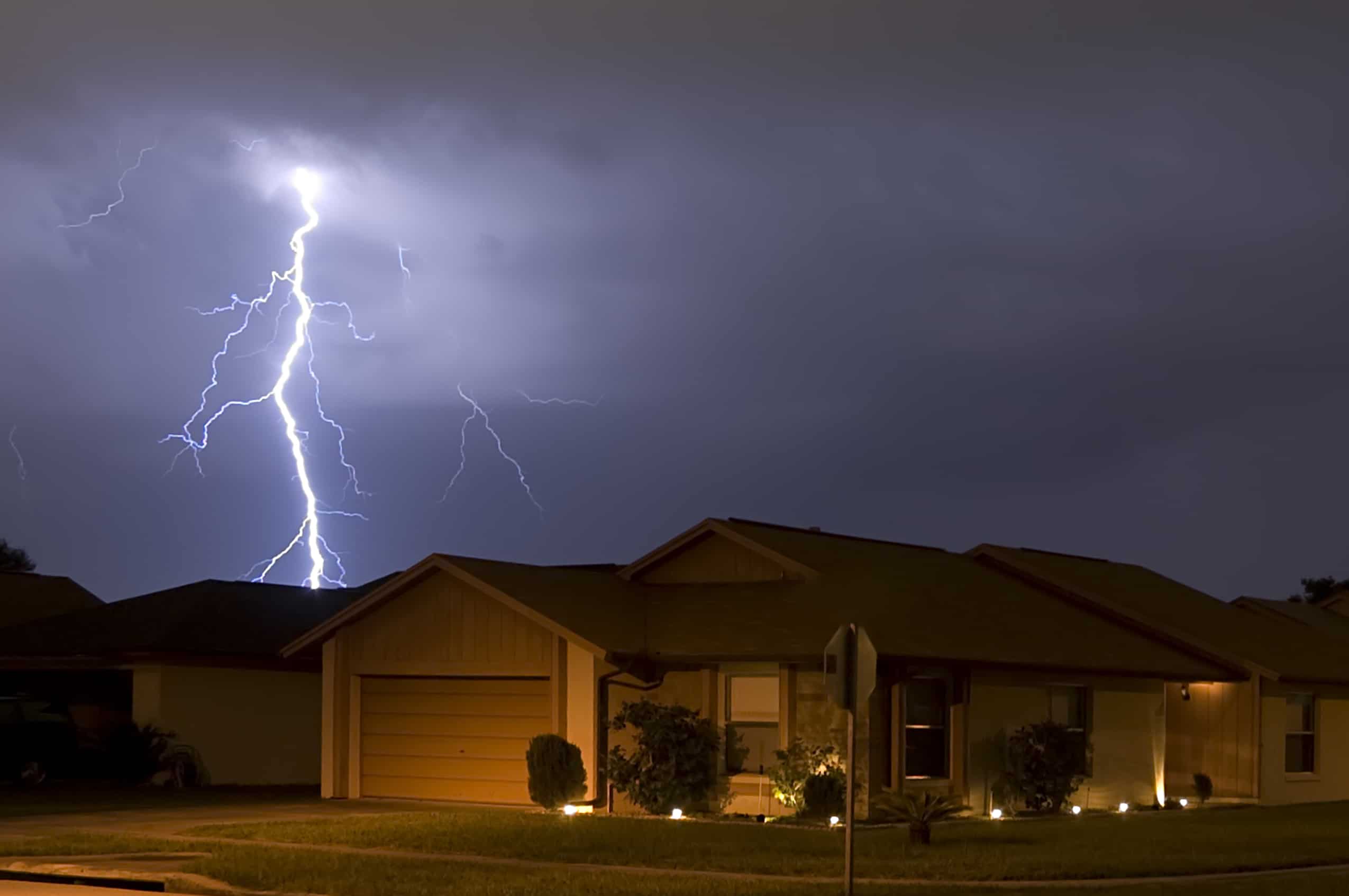 Lightning strike at night very near homes. Lightning-Proof Your Home